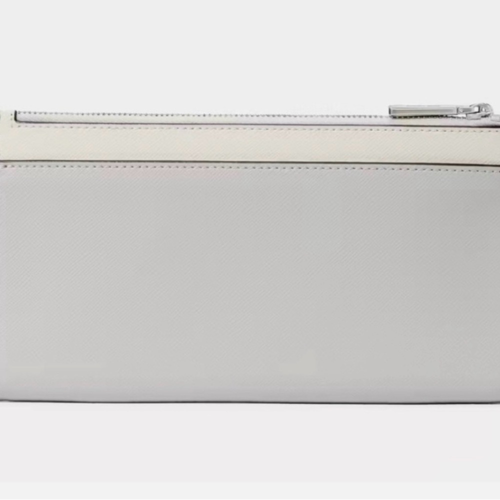 Kate Spade Madison Double Zip Wristlet Saffiano Leather Platinum Grey Multi - Picture 2 of 10